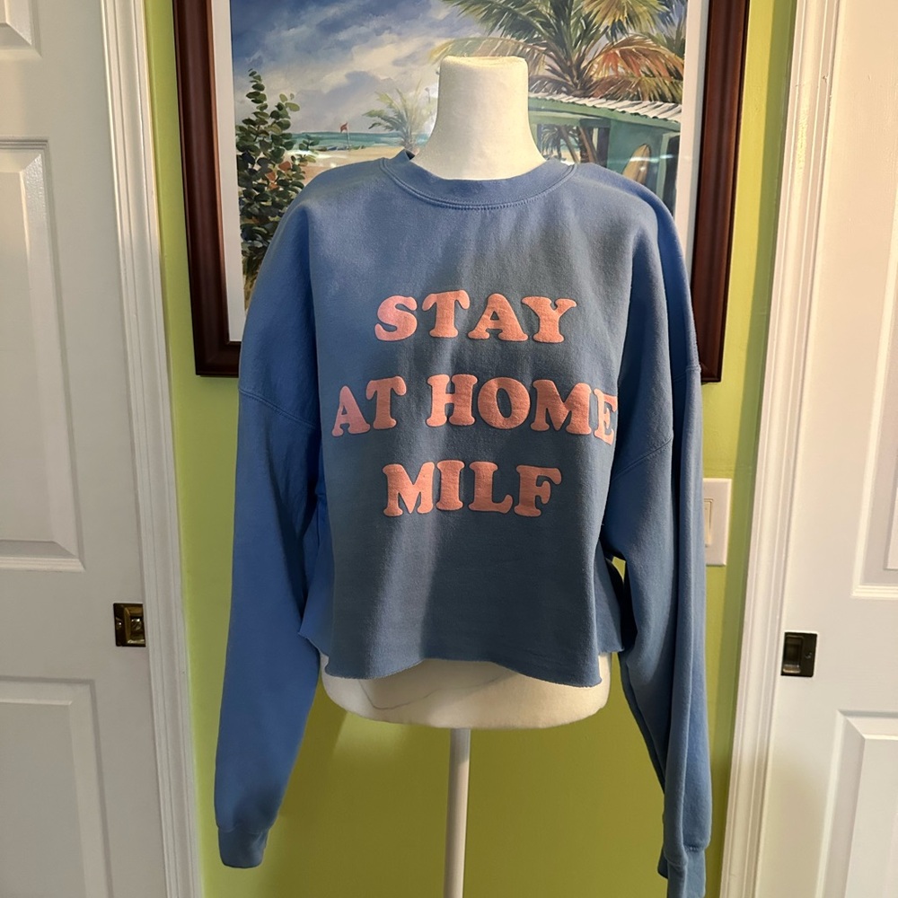 Hubs and Hers “Stay At Home Milf” Cropped Sweatshirt